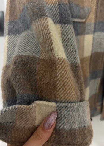 Düğmeli Çizgili Kahverengi Kadın Gömlek - Görsel 3