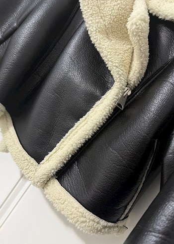 Siyah Kürklü Kısa Deri Kadın Ceket - Görsel 5