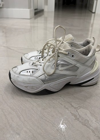 Beyaz Gri Bağcıklı Yüksek Topuklu Spor Ayakkabı - Görsel 3