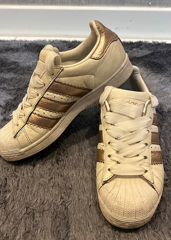 Adidas Adidas orijinal içi deri superstar bronz detaylı