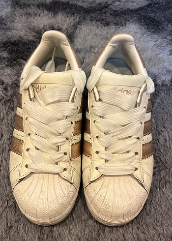 Adidas orijinal içi deri superstar bronz detaylı