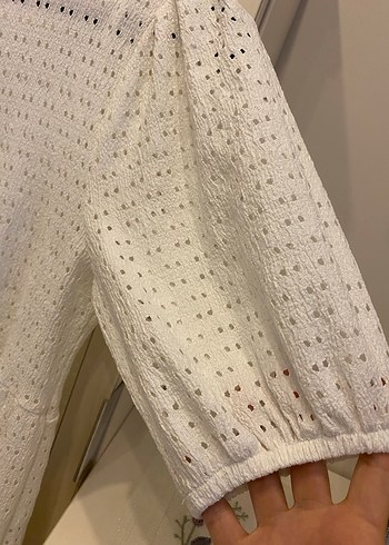 Beyaz Dantel Nakışlı Midi Elbise - Görsel 2