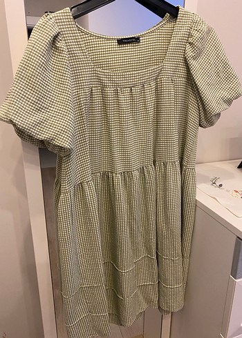 Vizon Ekose Desenli Midi Elbise - Görsel 4