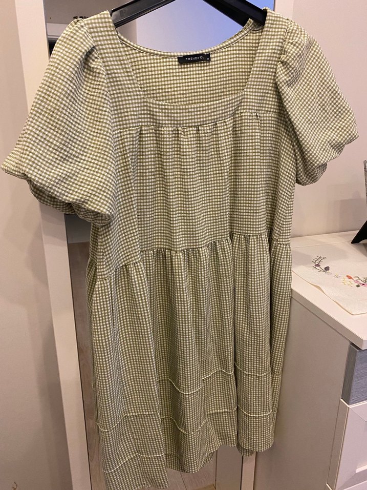 Vizon Ekose Desenli Midi Elbise - Görsel 4