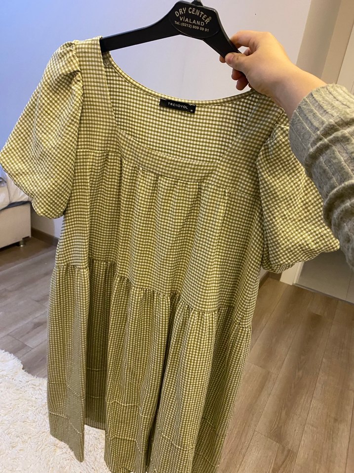 Vizon Ekose Desenli Midi Elbise - Görsel 5