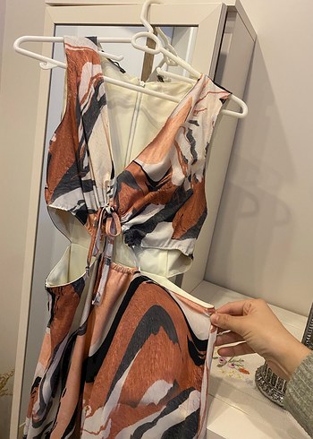 Kadın Çok Renkli Uzun V Yaka Elbise - Görsel 3