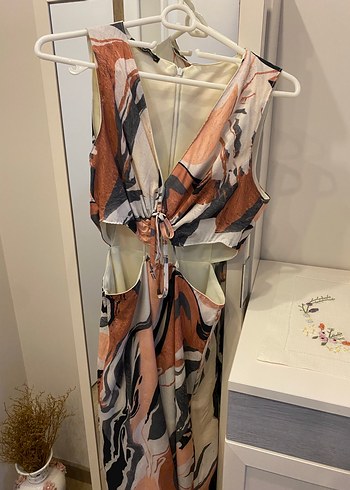 Kadın Çok Renkli Uzun V Yaka Elbise - Görsel 2