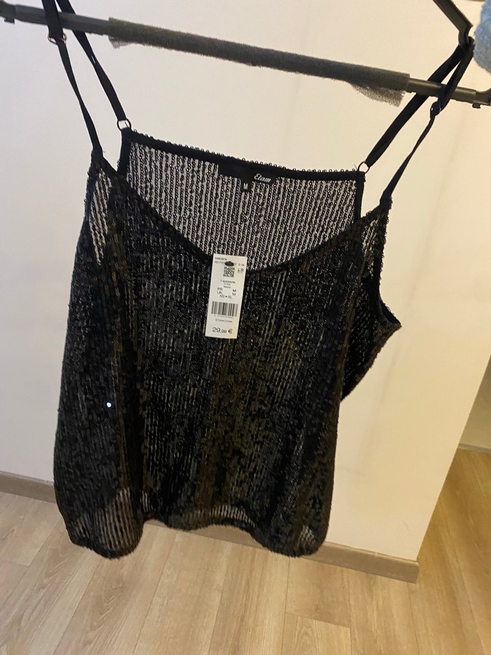 Siyah Payetli V Yaka Kadın Atlet - Görsel 4