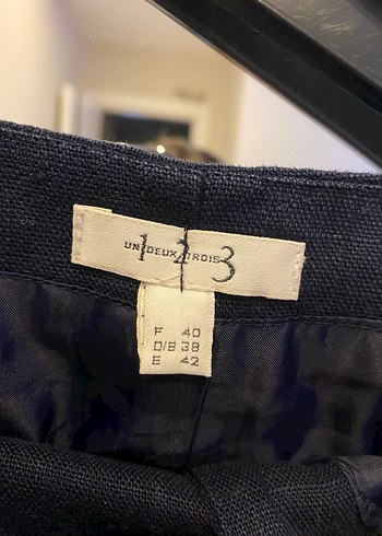 Düğmeli Lacivert Midi Keten Kadın Etek - Görsel 3