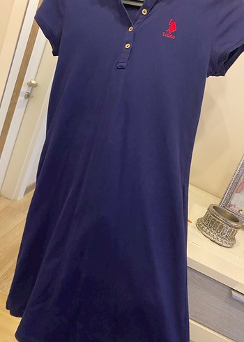 Lacivert Polo Yaka Kısa Kollu Elbise - Görsel 2