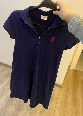 Lacivert Polo Yaka Kısa Kollu Elbise - Görsel 5