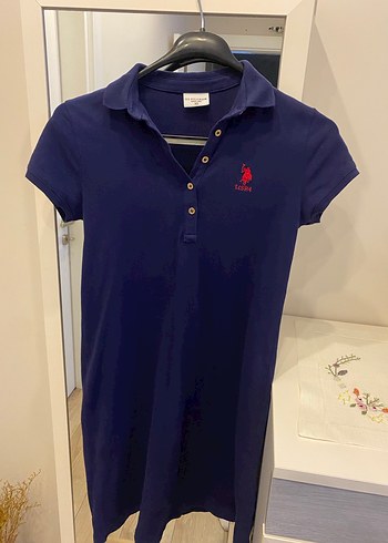 Lacivert Polo Yaka Kısa Kollu Elbise - Görsel 3