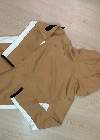 Bej Kapüşonlu Fermuarlı Erkek Sweatshirt - Görsel 3