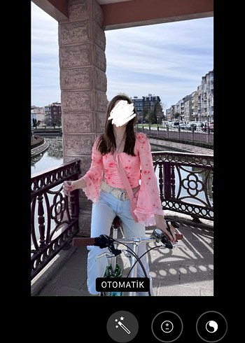 Sheinside Çiçek Desenli Pembe Uzun Kollu Bluz