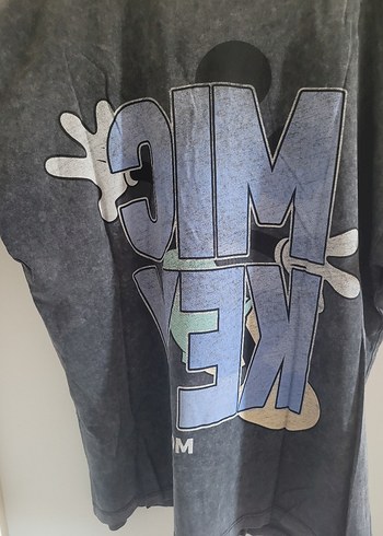 m Beden Gri Mickey Mouse Baskılı Tişört