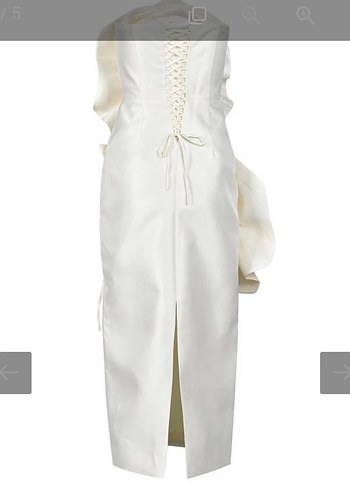 Beyaz Straplez Uzun Mini Gelinlik - Görsel 4