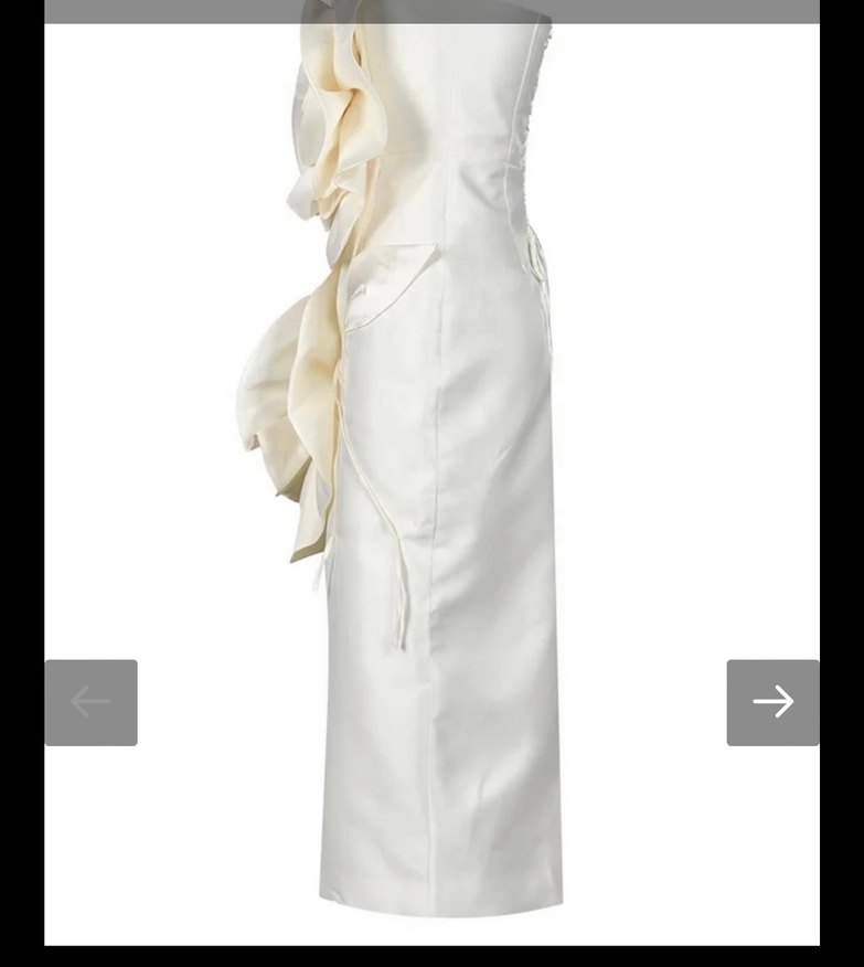 Beyaz Straplez Uzun Mini Gelinlik - Görsel 3