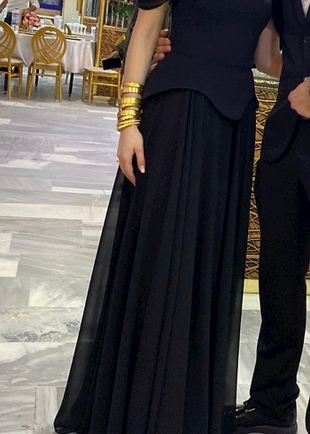 Modern Klasik Siyah Uzun Abiye Elbise - Görsel 2