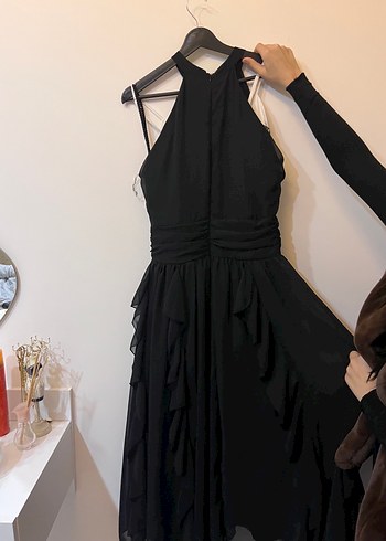 Siyah Drapeli Uzun Abiye Elbise - Görsel 3