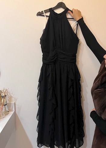 Siyah Drapeli Uzun Abiye Elbise - Görsel 2