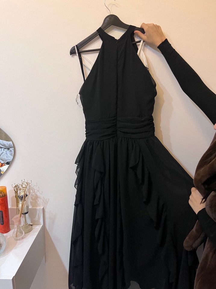 Siyah Drapeli Uzun Abiye Elbise - Görsel 3