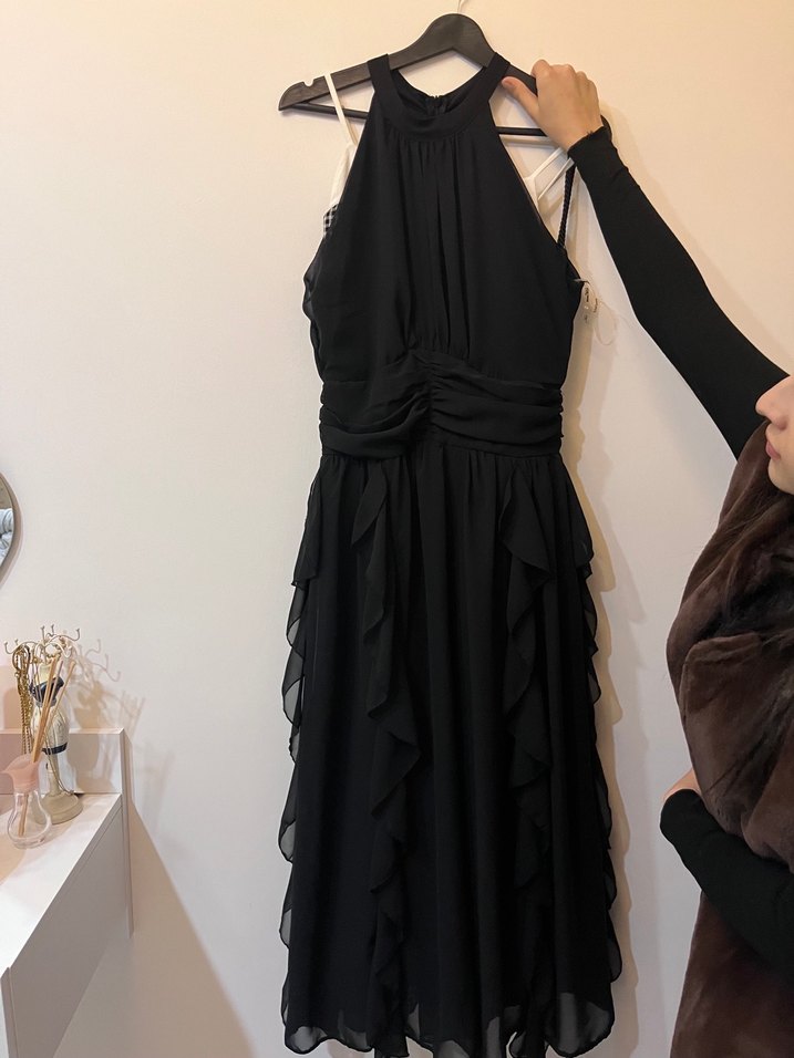 Siyah Drapeli Uzun Abiye Elbise - Görsel 2