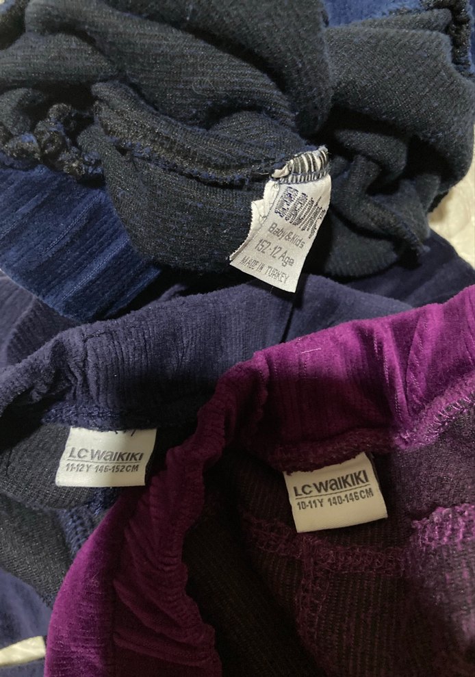 Kız Çocuk Mor Sıkı Kesim Tayt fitilli kadife 11 yaş - Görsel 3