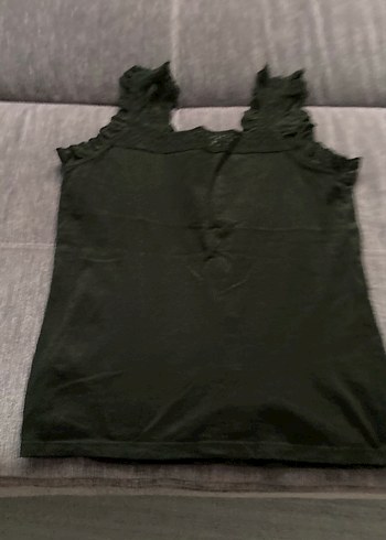 Siyah Düğmeli Gösterişli Kolsuz Kadın Bluz 38 beden - Görsel 7