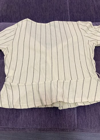 Düğmeli V Yaka Keten Kadın Gömlek - Görsel 6