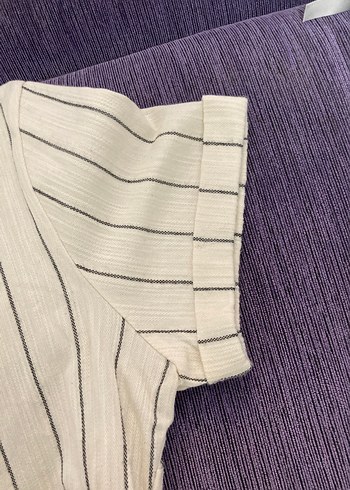 Düğmeli V Yaka Keten Kadın Gömlek - Görsel 7