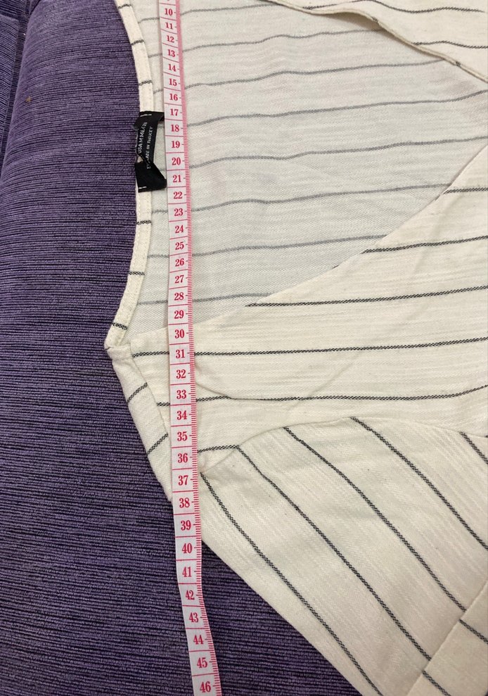 Düğmeli V Yaka Keten Kadın Gömlek - Görsel 3