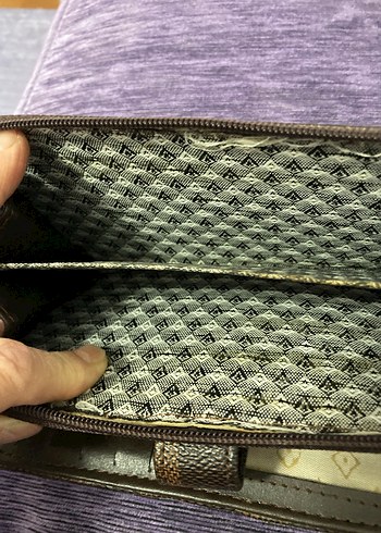 Kare Desenli Kahverengi Kadın Cüzdan - Görsel 5