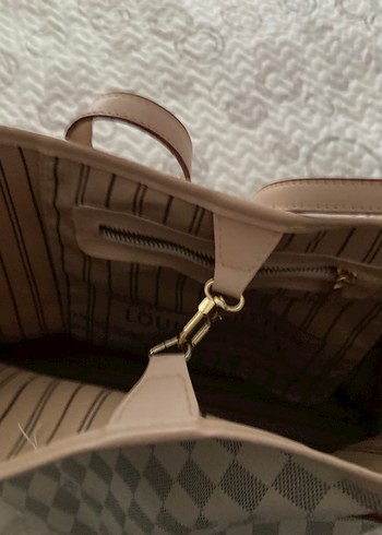 Bej Ekose Deri Kadın Çanta - Görsel 6