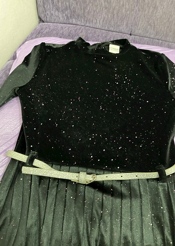 Kız Çocuk Siyah Piliseli Uzun Kollu Elbise - Görsel 2