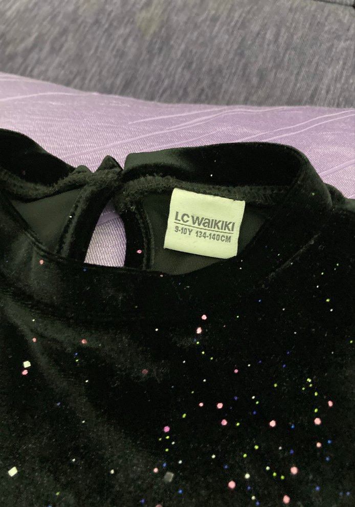 Kız Çocuk Siyah Piliseli Uzun Kollu Elbise - Görsel 3