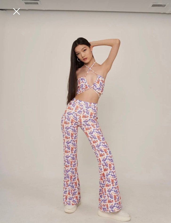 Bohem Tarz Midi Kadın İspanyol Paça Pantolon Takım - Görsel 4