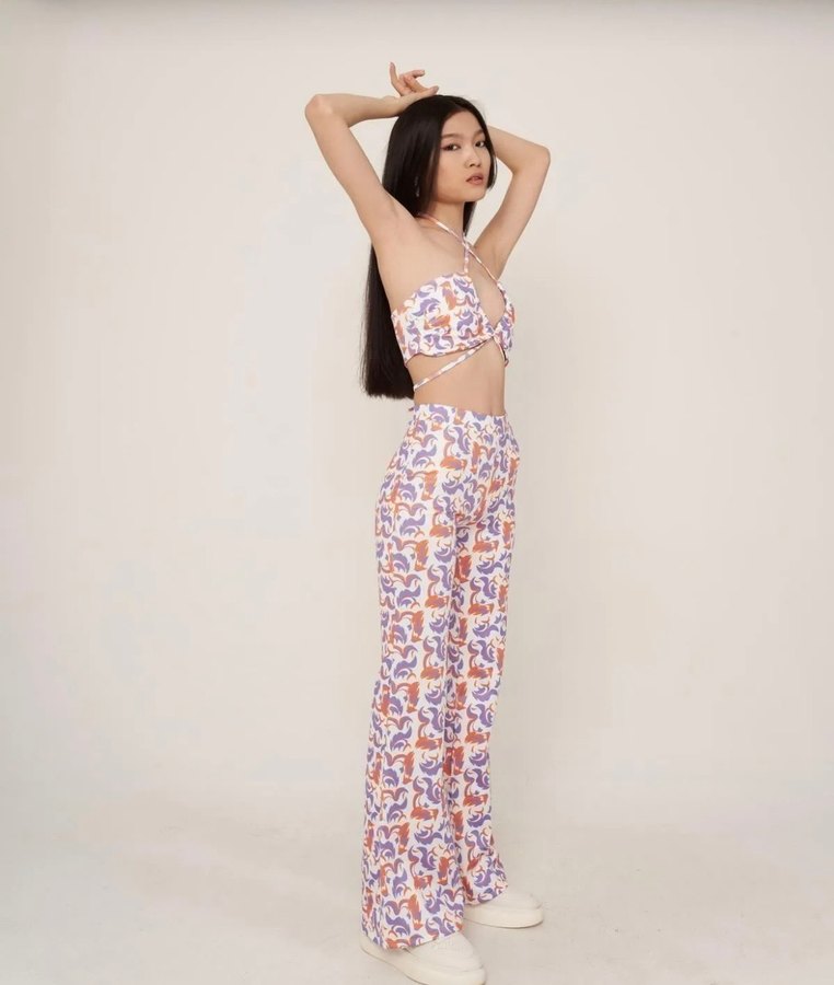 Bohem Tarz Midi Kadın İspanyol Paça Pantolon Takım - Görsel 3