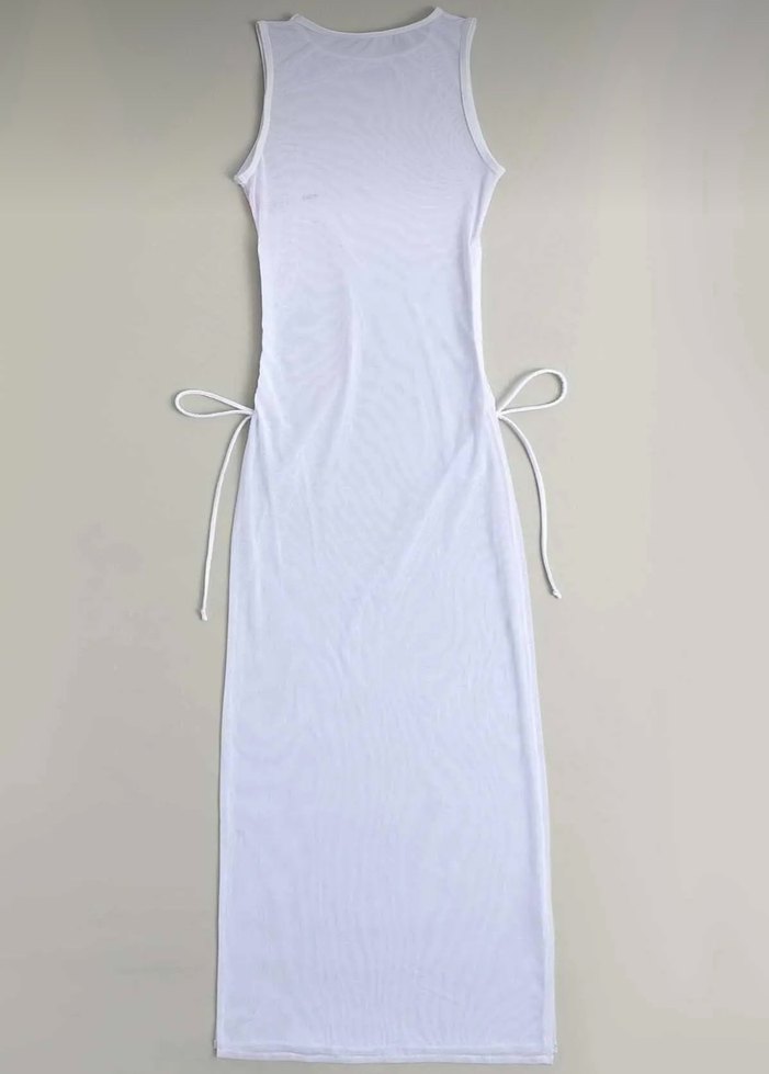 Beyaz Drapeli Uzun Bant Askılı Bikini - Görsel 4