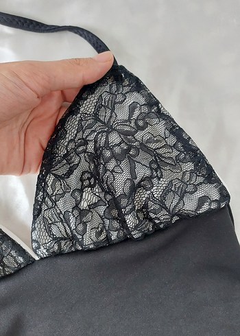 Diğer Dantel Detaylı Siyah İnce Askılı Büstiyer