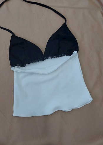 Diğer Siyah-Beyaz Mini Straplez Kadın Bluz