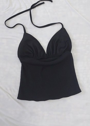 Diğer Siyah V Yakalı Strappy Göğüs Korsesi