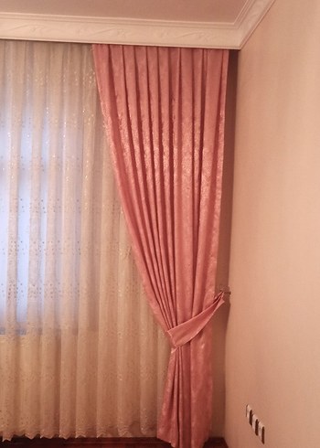 Pastel Pembe Düz Konvansiyonel Perde