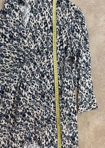 Stradivarius L beden Leopar Pamuk Saten Kruvaze Elbise - Görsel 6