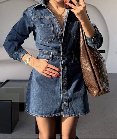 Diğer Darkblue Mini Jean Elbise