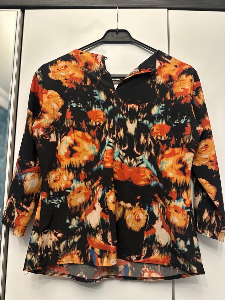 Çok Renkli Bağlama Desenli Uzun Kollu Bluz - Görsel 3