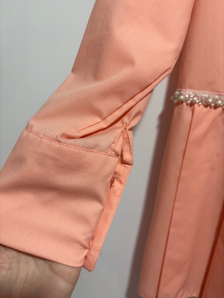 İnci İşlemeli turuncu Gömlek - Görsel 4