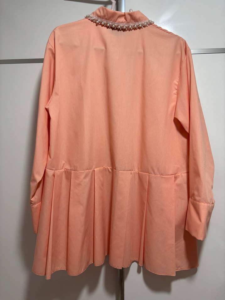İnci İşlemeli turuncu Gömlek - Görsel 2