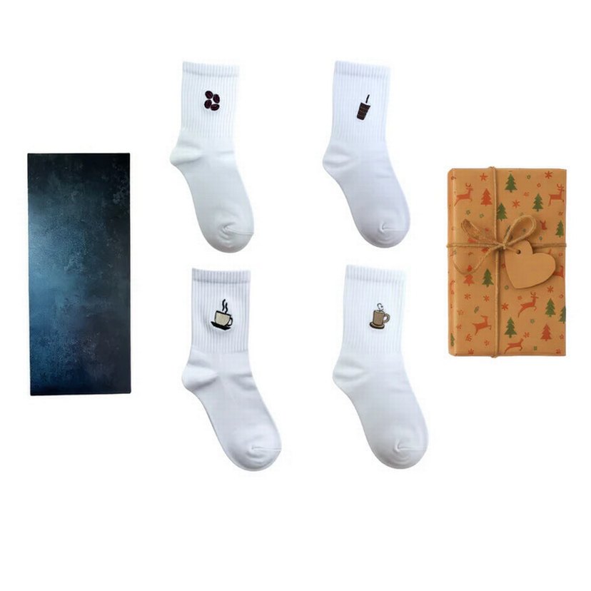 Unisex Premium Çorap  Kahve Nakışlı 6lı Çorap Seti - Görsel 2