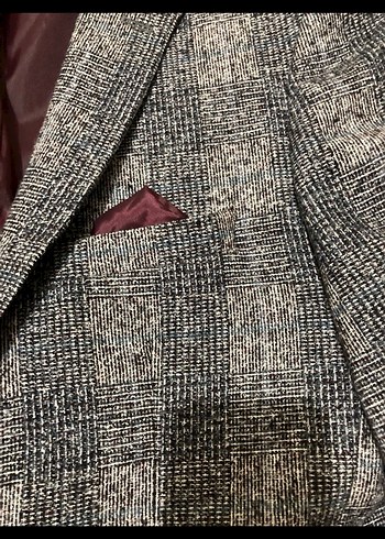 46 Beden Bordo Desenli Erkek Takım Ceketi