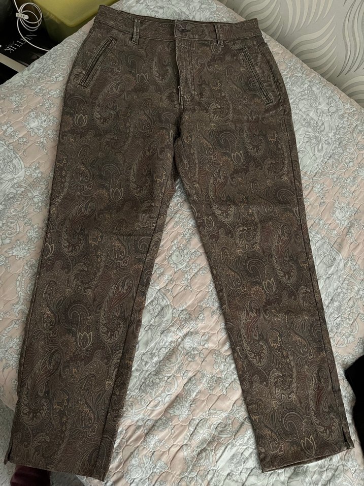 Bohem Desenli Midi Kadın Kumaş Pantolon - Görsel 4